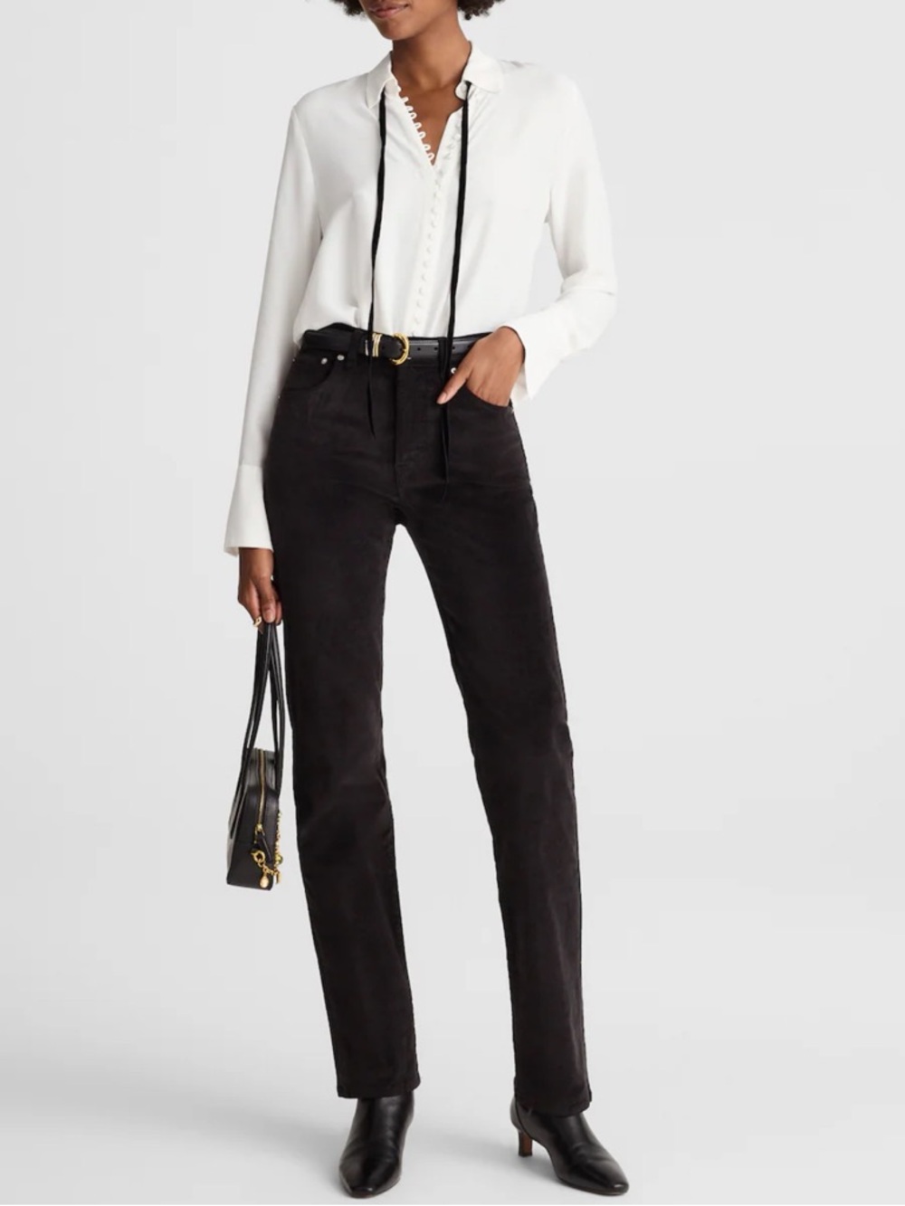 Madewell The Longline Straight Pant in Velvet Jet Black Size 31 NWT Luxe Capsule